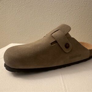Birkenstock Men's Boston BS Taupe Suede Slip-Ons